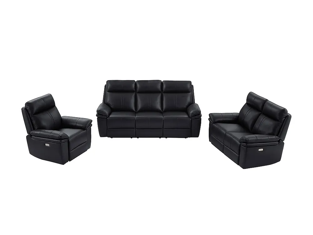 Elektrische relax-driezitsbank, -tweezitsbank en -fauteuil van zwart leer MESOLA