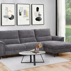 Elektrische relaxhoekbank van antracietgrijze stof TELTI