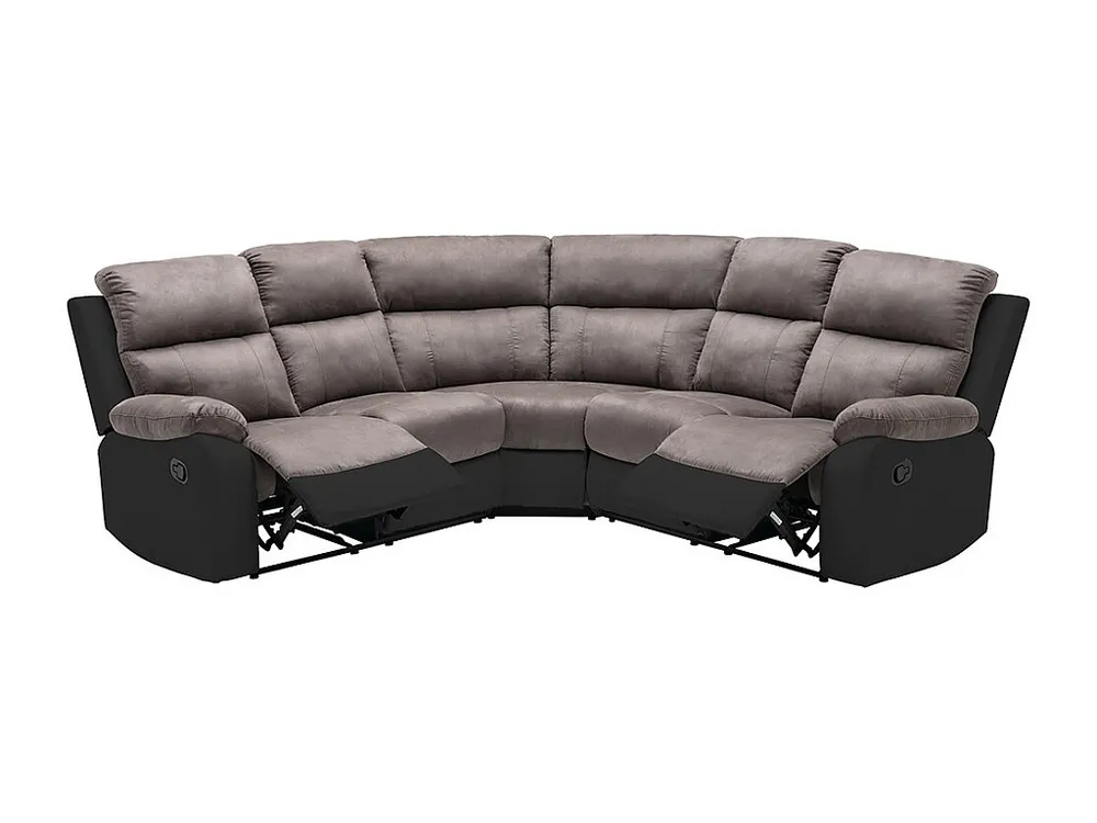 Elektrische relaxhoekbank van microvezel en kunstleer - Grijs en zwart - TOLZANO - Koop nu