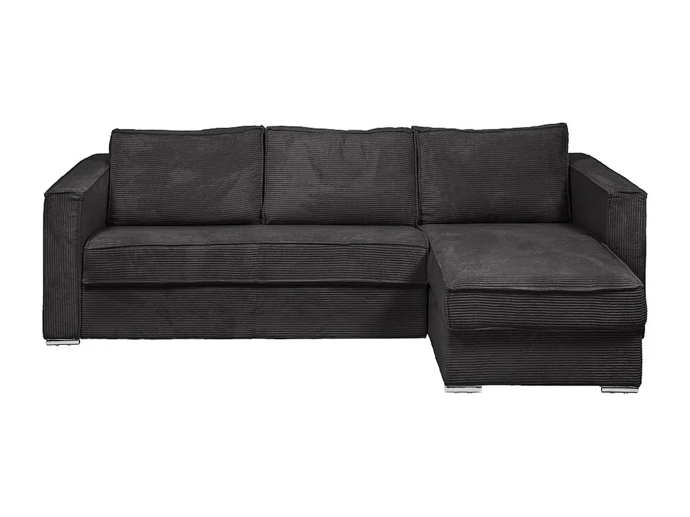 Express-hoekslaapbank van antracietgrijs ribfluweel, bed 160 cm LORETO