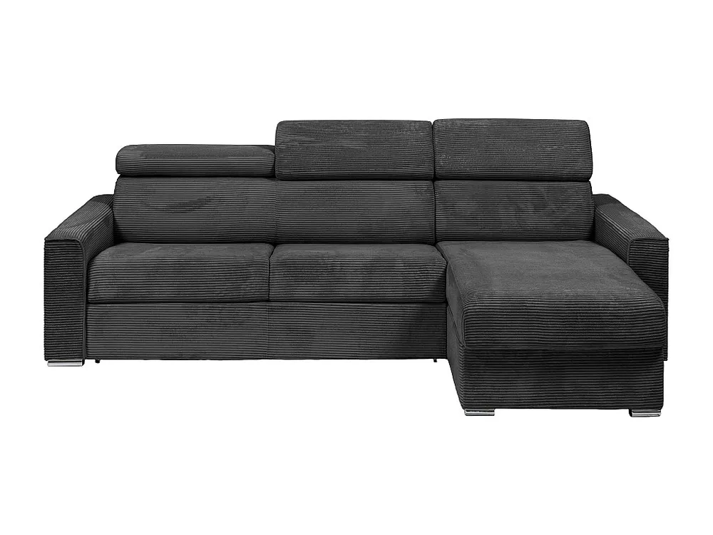 Express-hoekslaapbank van antracietgrijs ribfluweel, latten 160 cm VIZIR