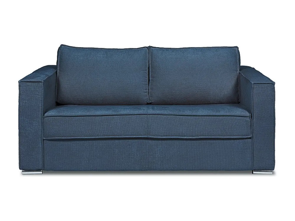 Express-vierzitsslaapbank van blauwe stof met textuur - 160 cm - Matras 14 cm LORETO