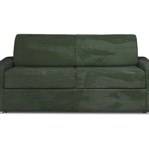 Express-vierzitsslaapbank van groen ribfluweel - 160 cm - 22 cm CALITO
