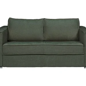 Express-vierzitsslaapbank van groene stof met textuur - 160 cm - Matras 18 cm LORETO