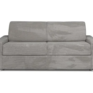 Express-vierzitsslaapbank van lichtgrijs ribfluweel - 160 cm - 22 cm CALITO