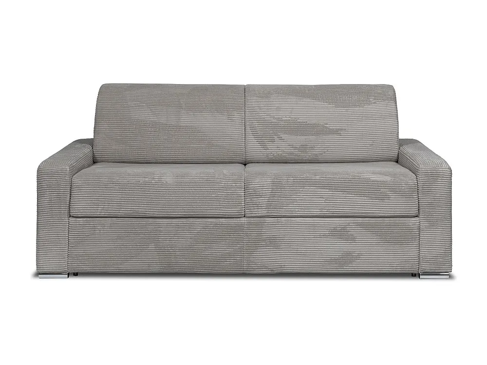 Express-vierzitsslaapbank van lichtgrijs ribfluweel - 160 cm - 22 cm CALITO
