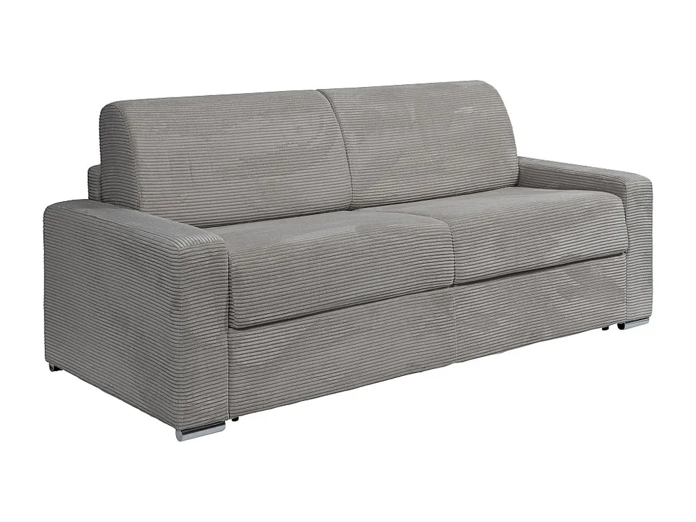 Express-vierzitsslaapbank van lichtgrijs ribfluweel - 160 cm - 22 cm CALITO