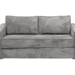 Express-vierzitsslaapbank van lichtgrijs ribfluweel - 160 cm - 14 cm LORETO