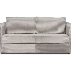 Express-vierzitsslaapbank van lichtgrijs ribfluweel met brede ribbels LORETO