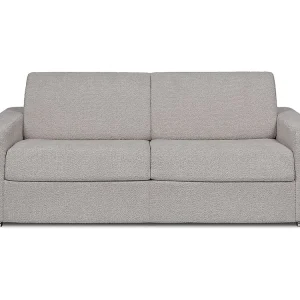 Express-vierzitsslaapbank van lichtgrijze boucléstof - 160 cm - 22 cm CALITO