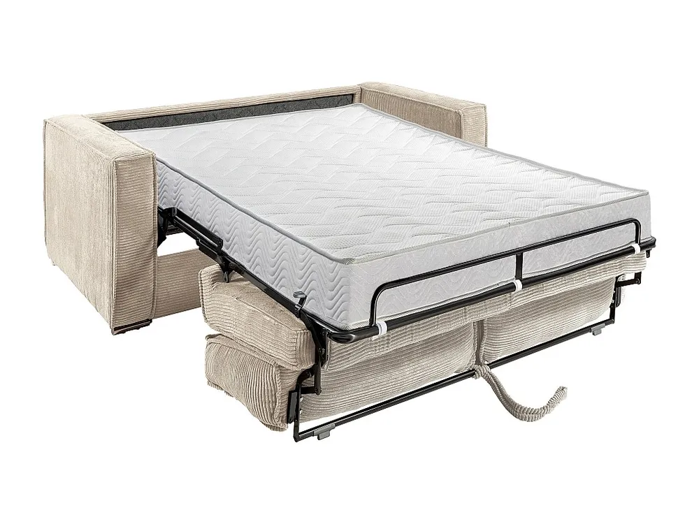 Express-vierzitsslaapbank van mosterdgeel ribfluweel, 160 cm, 18 cm LORETO
