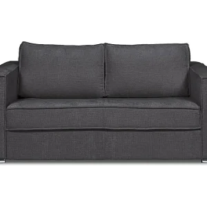 Express-vierzitsslaapbank van petroleumblauwe stof met textuur - 160 cm - 22 cm LORETO