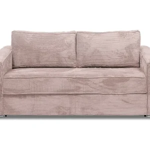 Express-vierzitsslaapbank van roze ribfluweel - 160 cm - Matras 14 cm LORETO