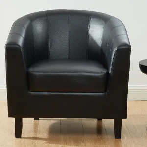 Fauteuil met holle rugleuning van kunstleer CRISTOBAL - Zwart