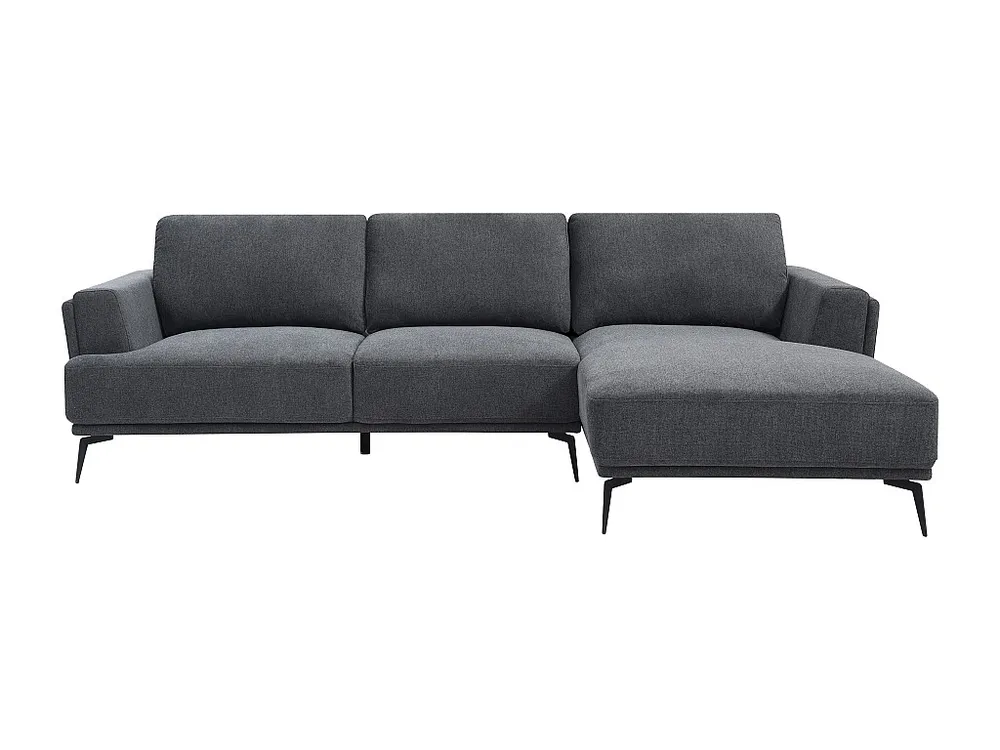 Hoekbank met hoek rechts met schuivende rugleuning van antracietgrijze stof met textuur ARSODA