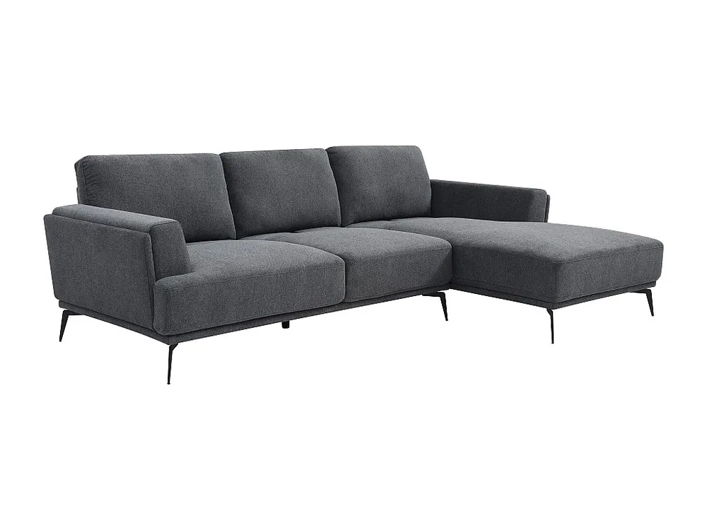 Hoekbank met hoek rechts met schuivende rugleuning van antracietgrijze stof met textuur ARSODA