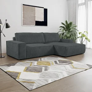 Hoekslaapbank AMELIA van PASCAL MORABITO - Ribfluweel - Grijs - Hoek rechts - Koop online