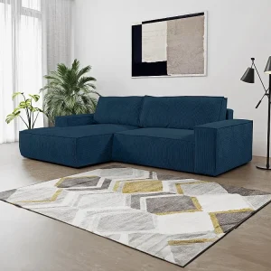 Hoekslaapbank van ribfluweel - Marineblauw - Hoek links - AMELIA van PASCAL MORABITO