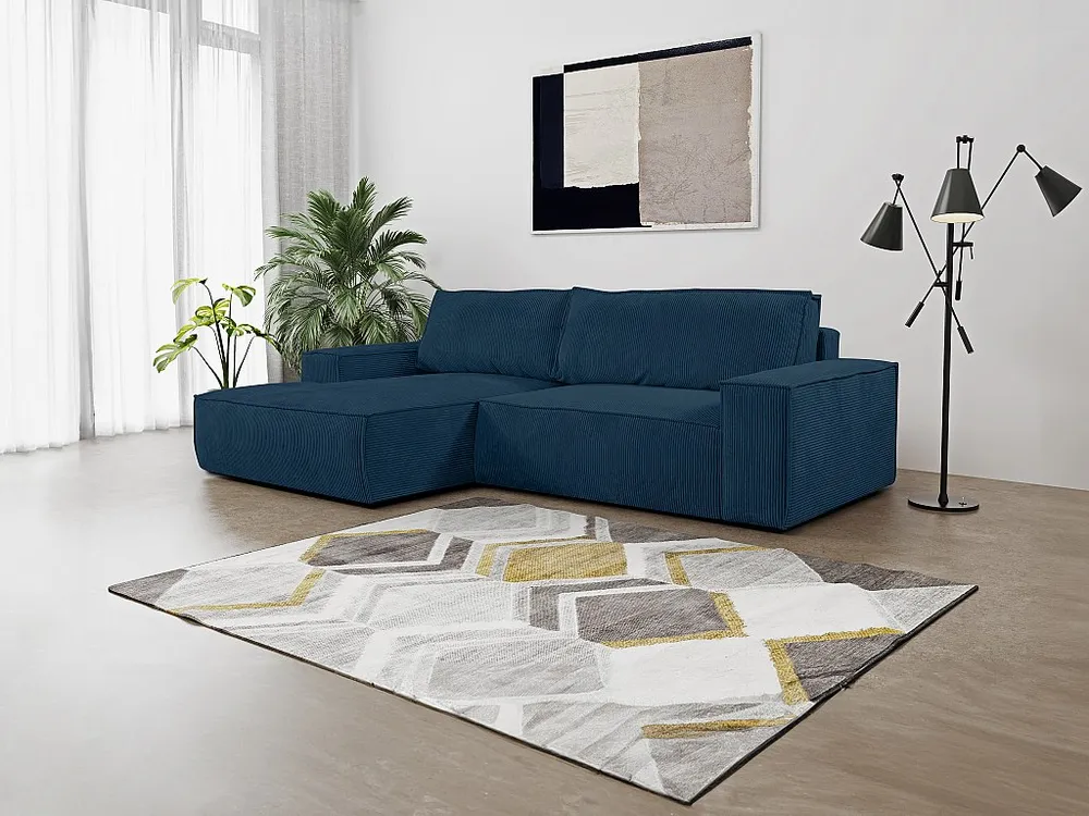 Hoekslaapbank van ribfluweel - Marineblauw - Hoek links - AMELIA van PASCAL MORABITO