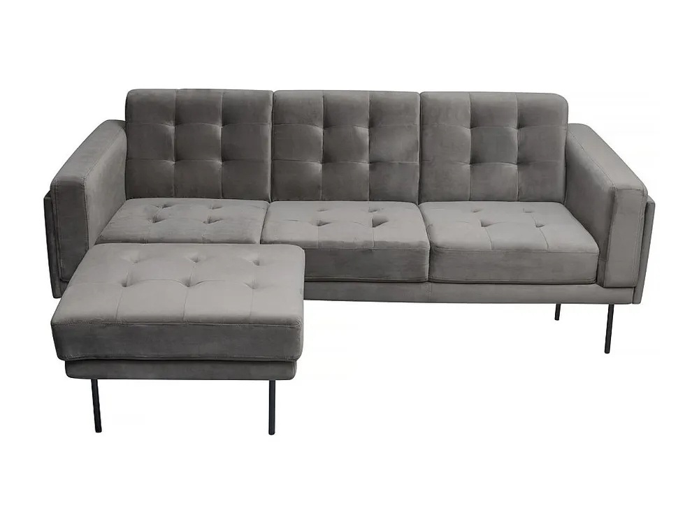 Omkeerbare fluwelen hoekbank "Noé" - 3 arrangeren - Elegante en comfortabele grijze kleur