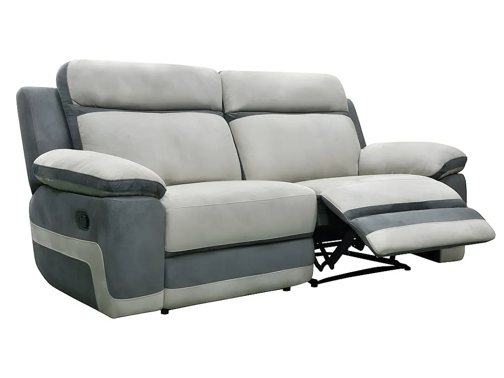 Relax driezitsslaapbank + fauteuil - lichtgrijze microvezel en antracietkleurige strepen TALCA