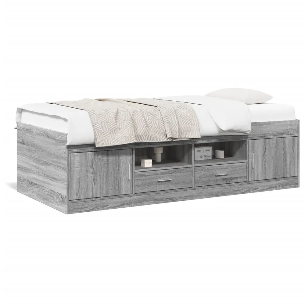 Slaapbank met lades zonder matras 100x200 cm grijs sonoma eiken