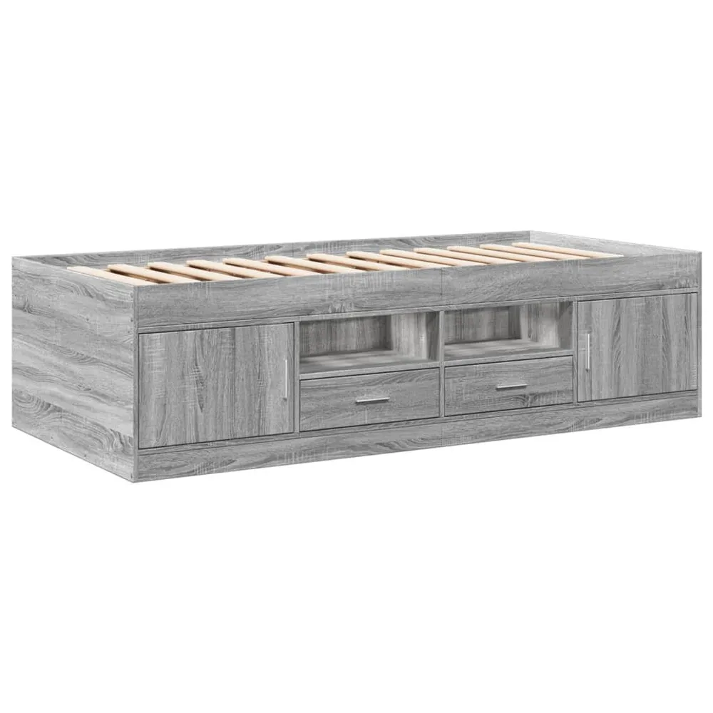 Slaapbank met lades zonder matras 100x200 cm grijs sonoma eiken