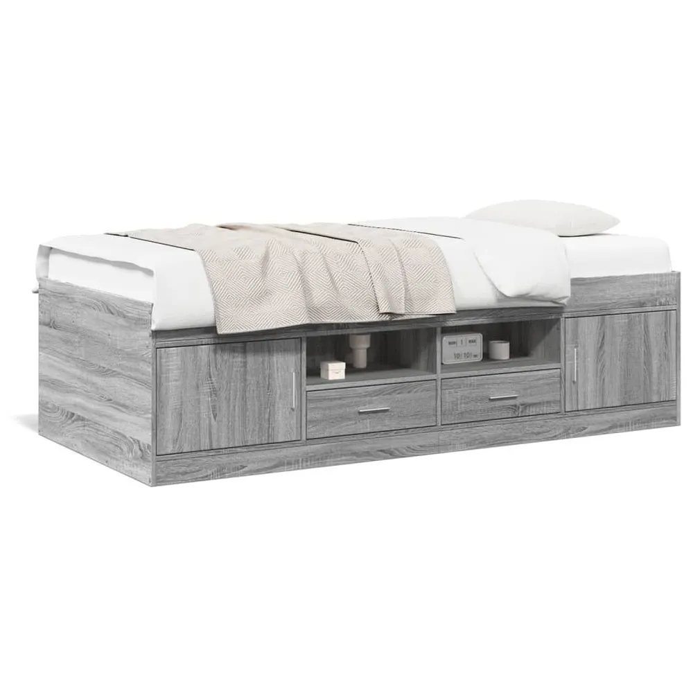 Slaapbank met lades zonder matras 90x200 cm grijs sonoma eiken