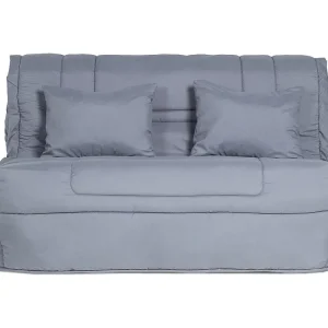 Uitklapbare bedbank van lichtgrijs microvezel met matras BULTEX ELDORADO III