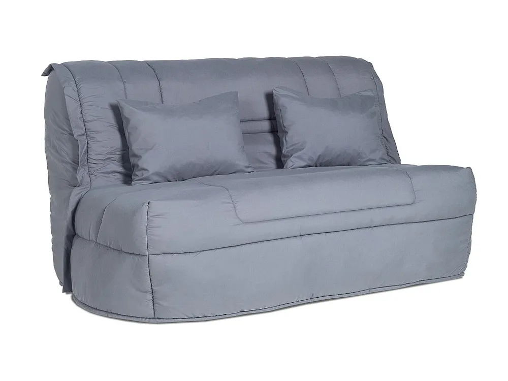 Uitklapbare bedbank van lichtgrijs microvezel met matras BULTEX ELDORADO III