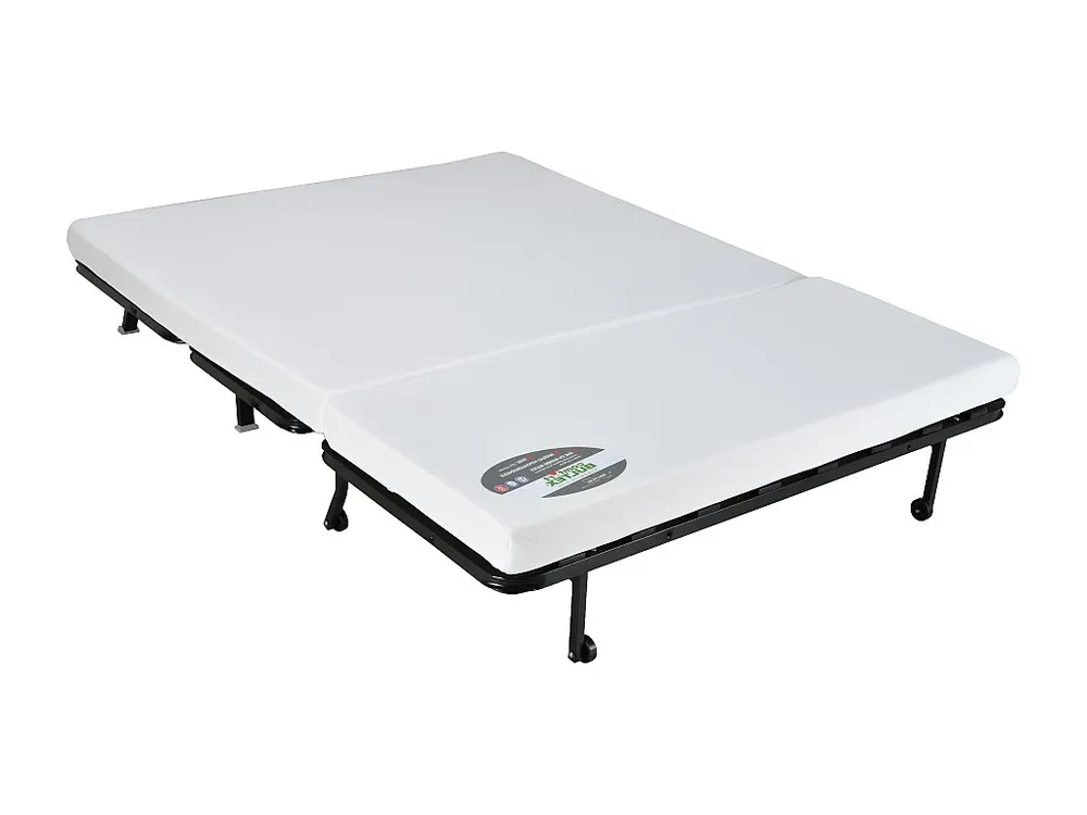 Uitklapbare bedbank van lichtgrijs microvezel met matras BULTEX ELDORADO III