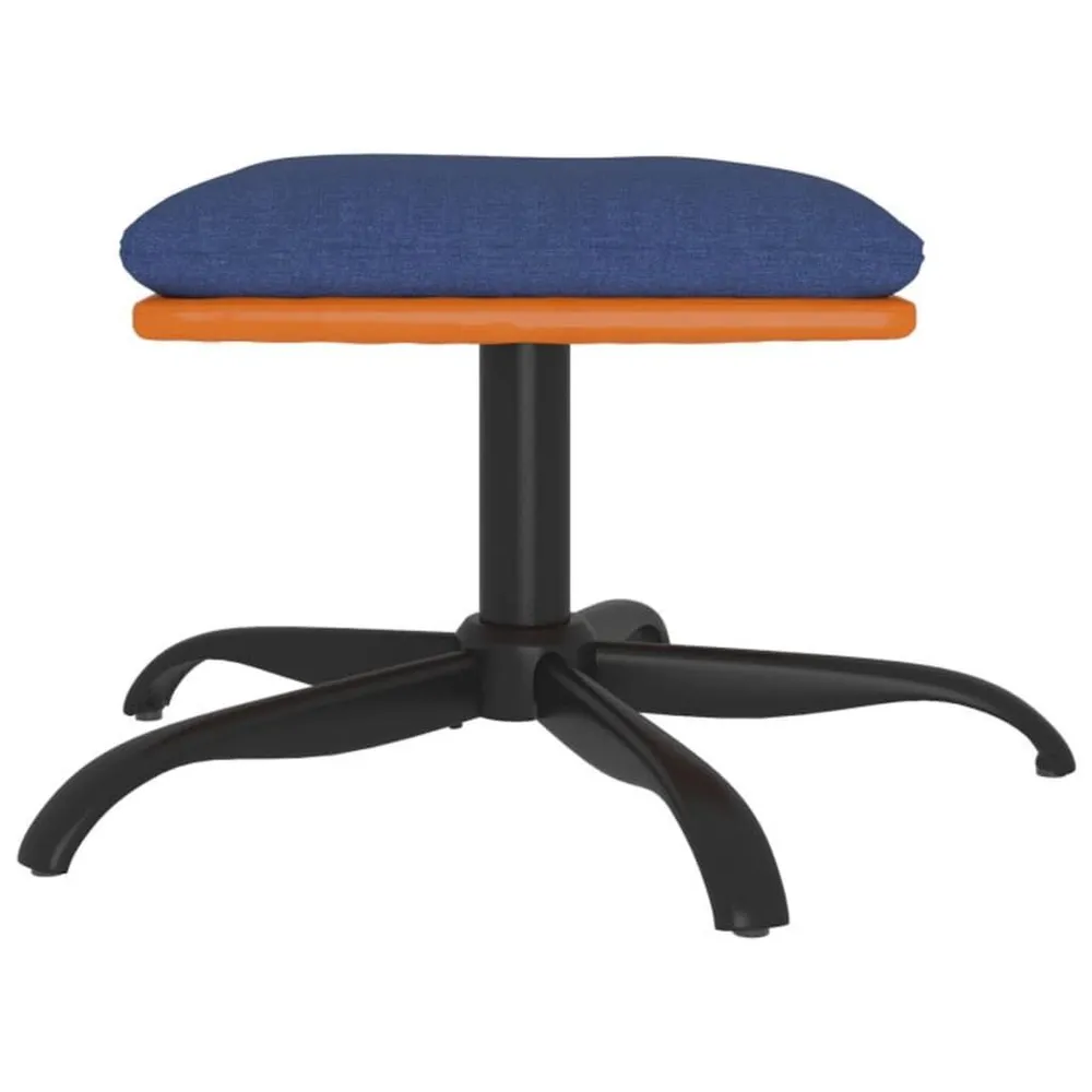 Voetenbank 60x60x36 cm stof en kunstleer blauw