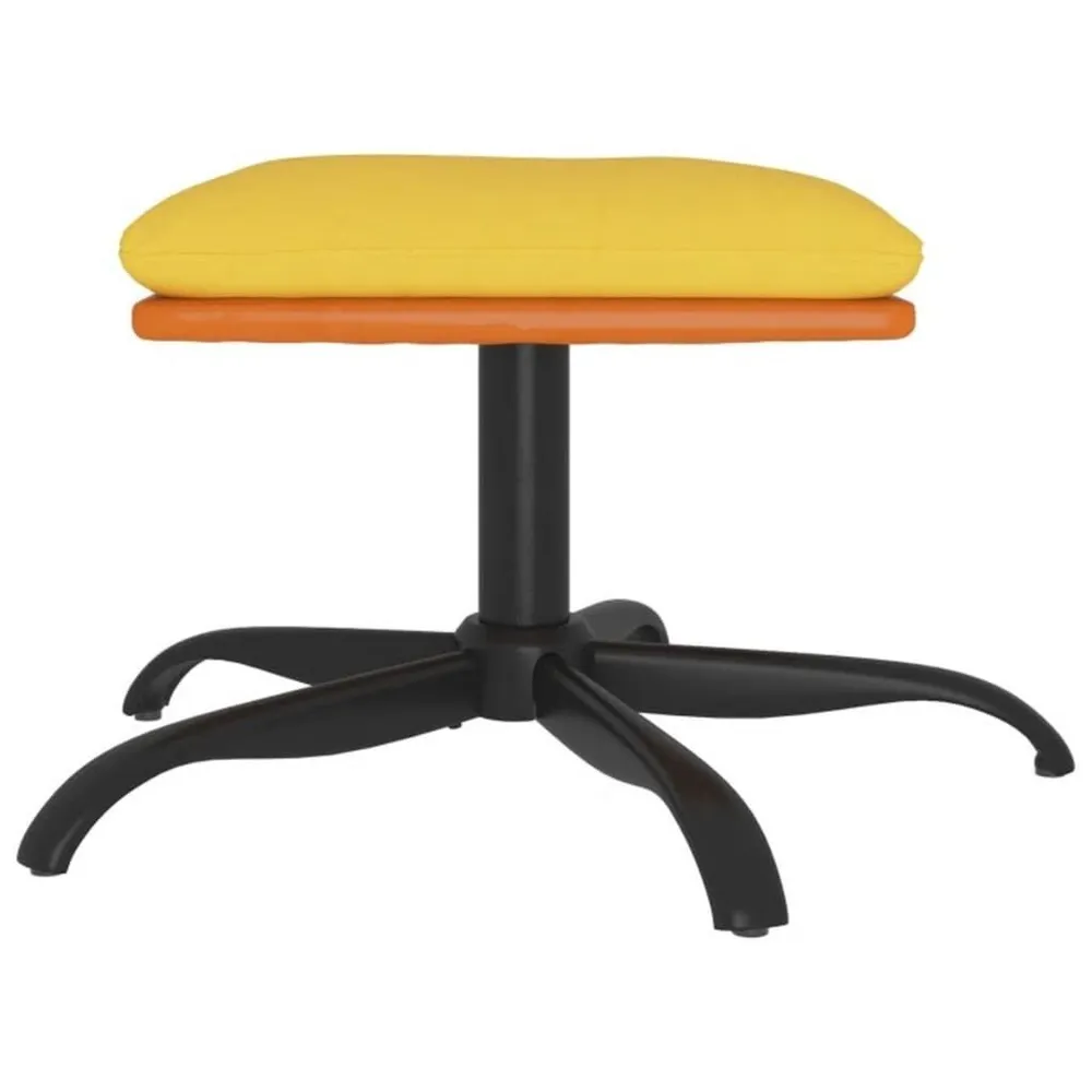 Voetenbank 60x60x36 cm stof en kunstleer mosterdgeel