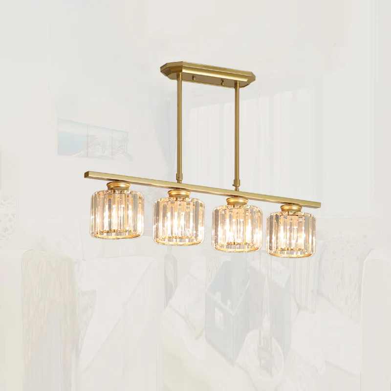 Minimalistisch Design Eetkamer eilandlamp Eenvoudige stijl plafondlamp met cilindrische kristallen kap