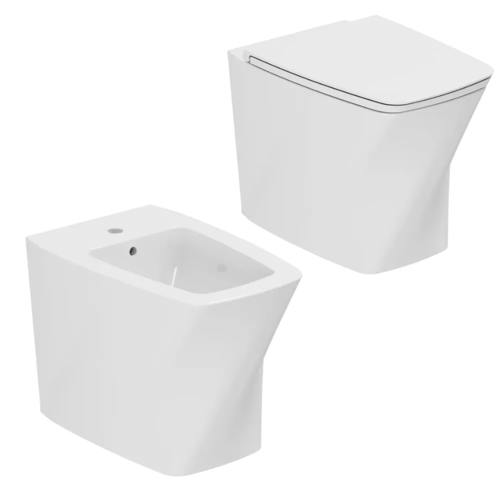 Floor-mounted sanitary set Azzurra Hera series 57x38x42 cm soft-close seat - Spiegelend white