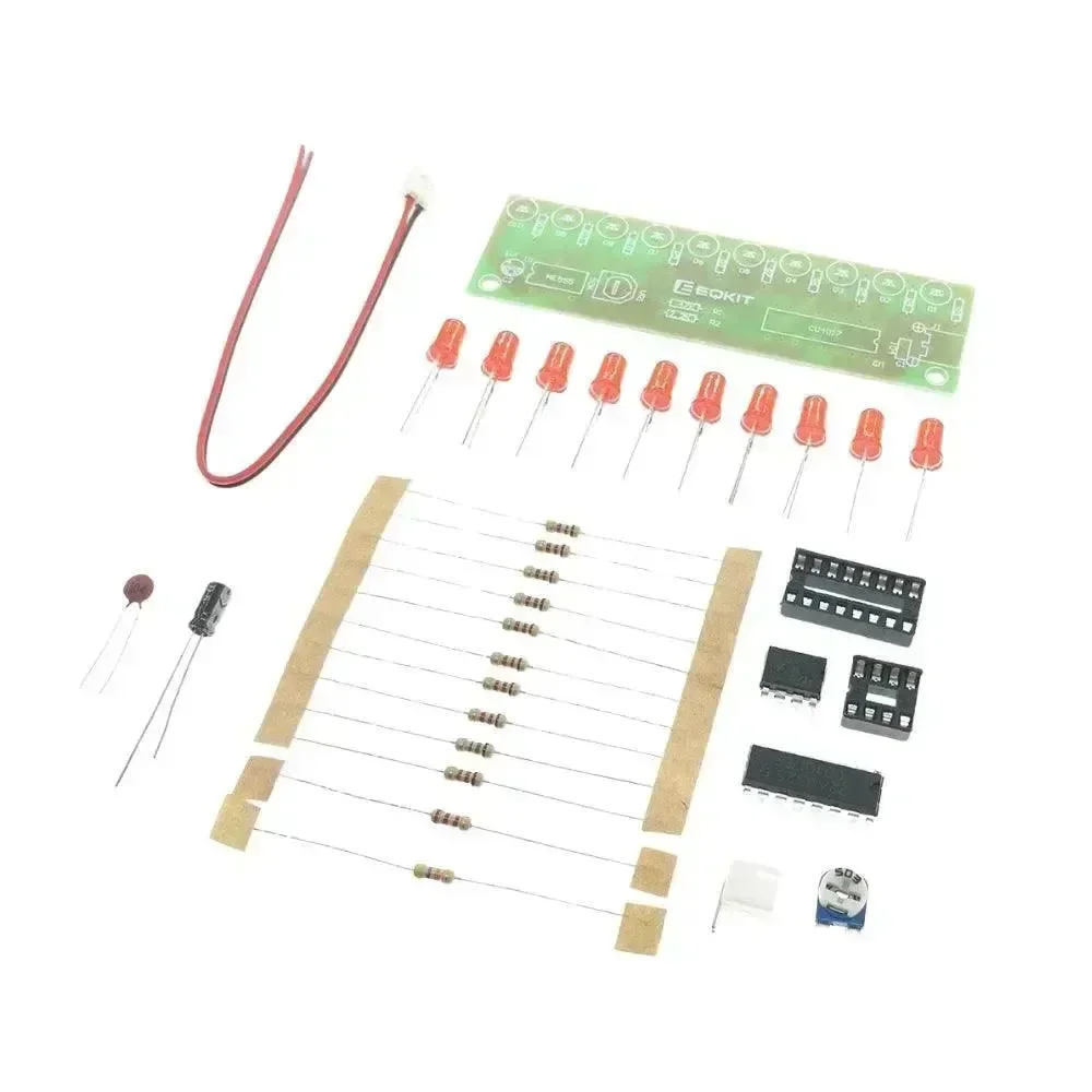 NE555+CD4017 Flowing Light Electronic DIY Kit battery pack