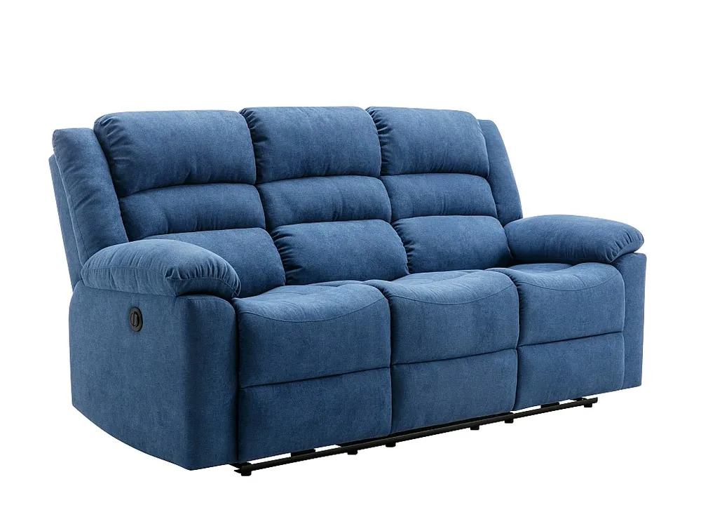 Professionele Kwaliteit Elektrische driezits-relaxbank en -fauteuil van blauwe stof BUROLO