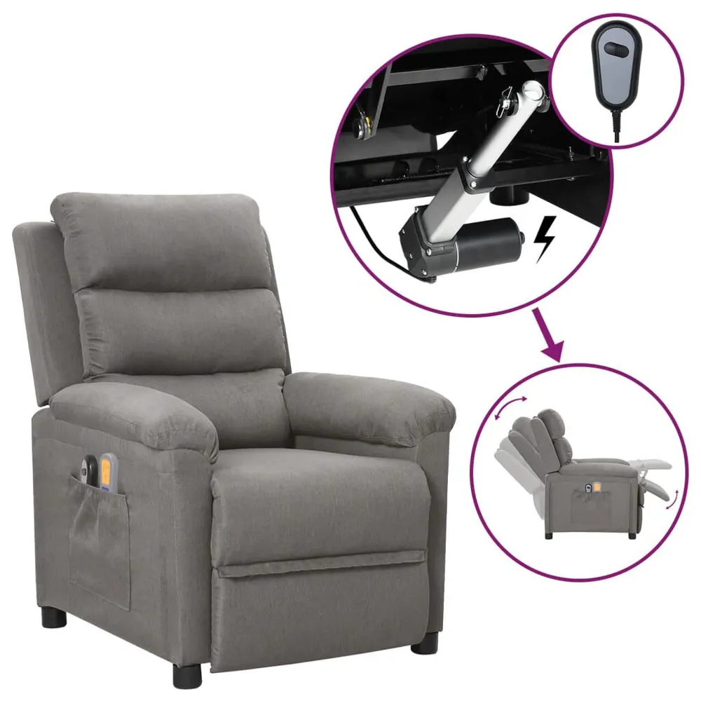 Multifunctioneel Massagestoel elektrisch stof lichtgrijs
