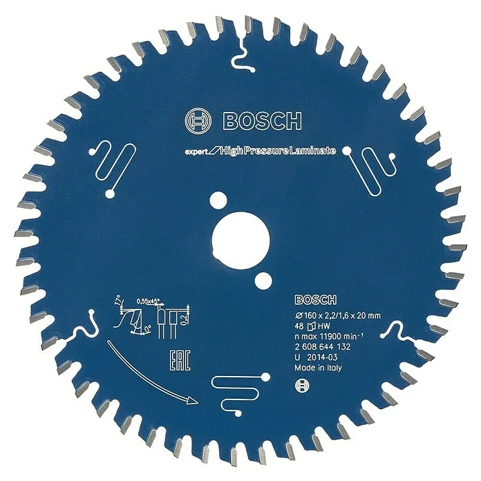 Bosch Expert Cirkelzaagblad High Pressure Laminate - 160 mm, Boorgat: 20 mm, 48 st.