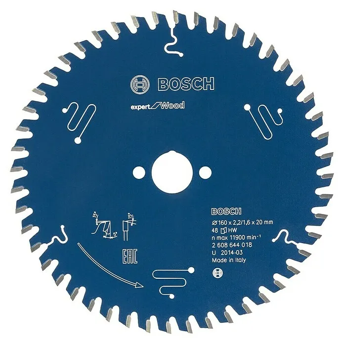 Bosch Expert Cirkelzaagblad Wood 48T - 160 mm, Boorgat: 20 mm, 48 st.
