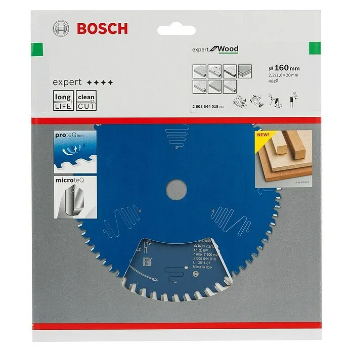 Bosch Expert Cirkelzaagblad Wood 48T - 160 mm, Boorgat: 20 mm, 48 st.