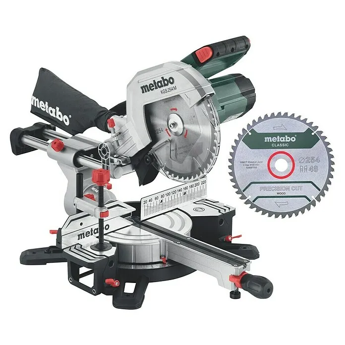 Metabo Afkortzaag met trekfunctie KGS 254M - 1.450 W, Diameter zaagblad: 254 mm, Onbelast toerental: 4.500 tpm