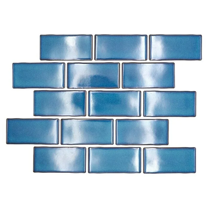 Mozaïektegel Subway Ambachtelijk Style HSS 612 - 30,9 x 26,5 cm, Blauw, Glanzend