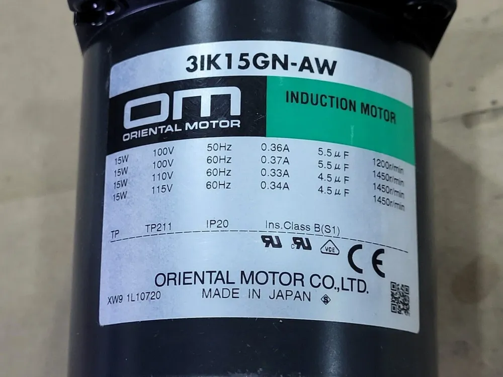 15W Induction Motor 31K15GN-AW w/ 9:1 Gear Head 3GN9KA