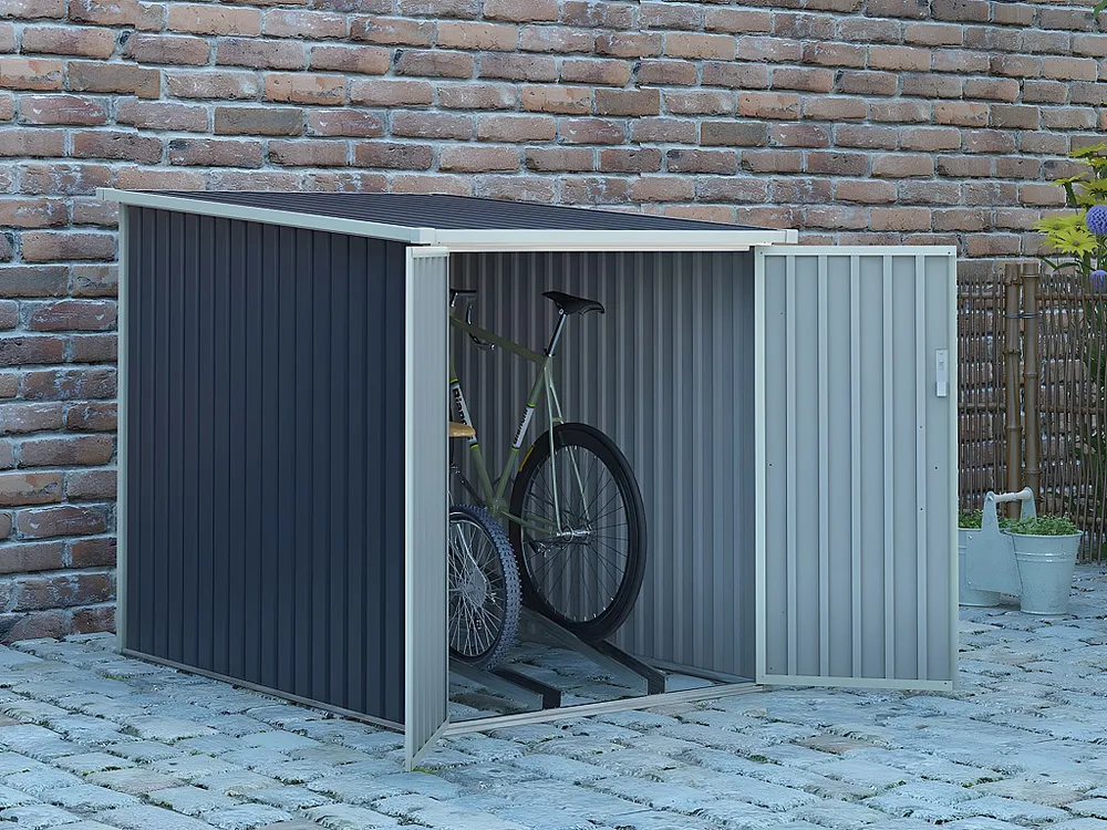 Tuinhuisje voor fietsen van grijs gegalvaniseerd staal NIKI 2,81 m² (Max. Belasting 100kg)