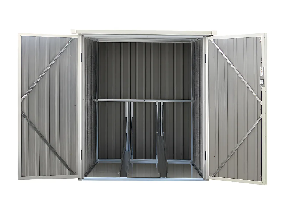 Tuinhuisje voor fietsen van grijs gegalvaniseerd staal NIKI 2,81 m² (Max. Belasting 100kg)