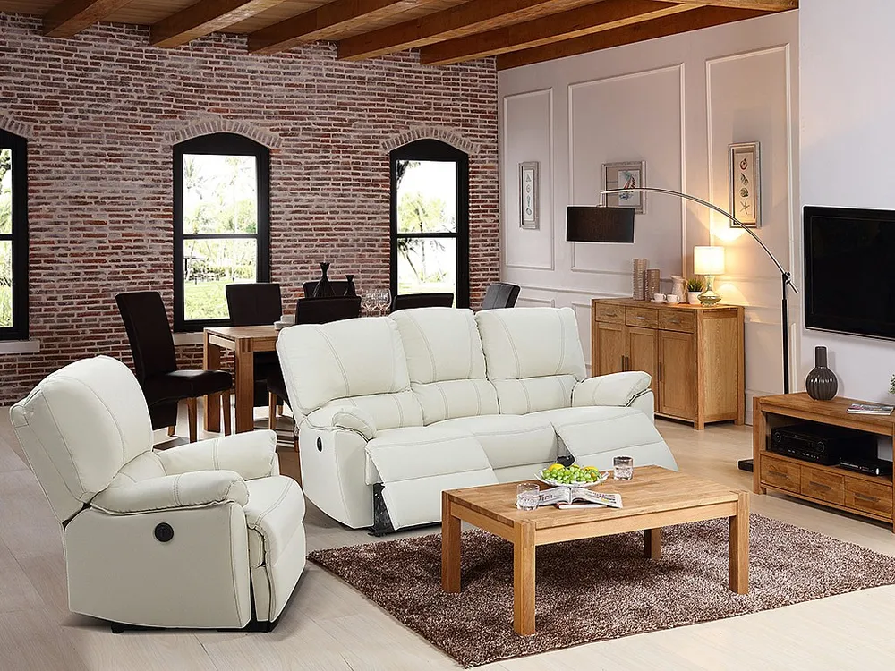 Elektrische relaxfauteuil van leer MARCIS - Ivoor Complete Kit