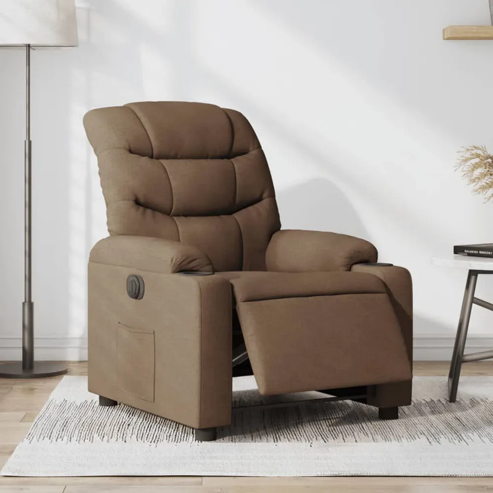 Fauteuil verstelbaar elektrisch stof bruin | Snel Leverbaar