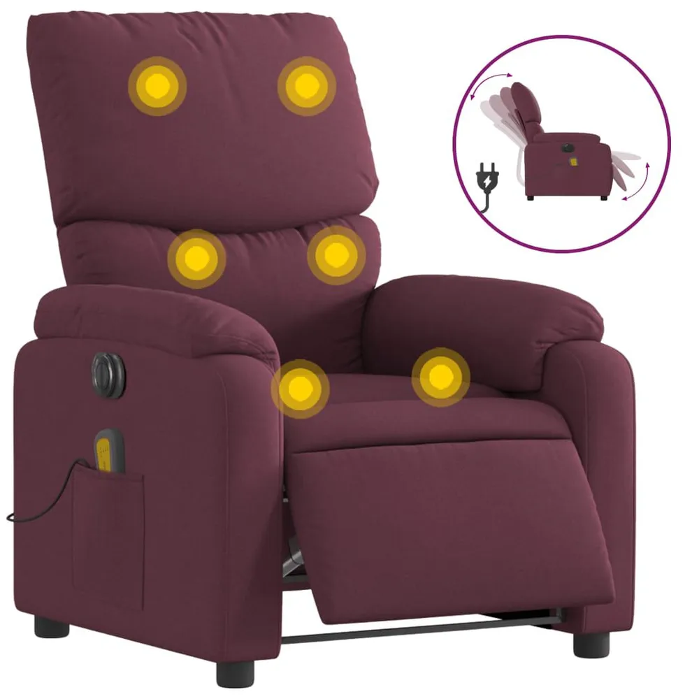 Massagestoel elektrisch verstelbaar stof paars | 18V | Snel laden