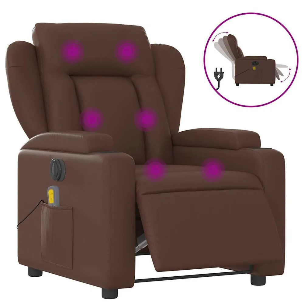 Massagestoel verstelbaar elektrisch kunstleer bruin | Snel Leverbaar